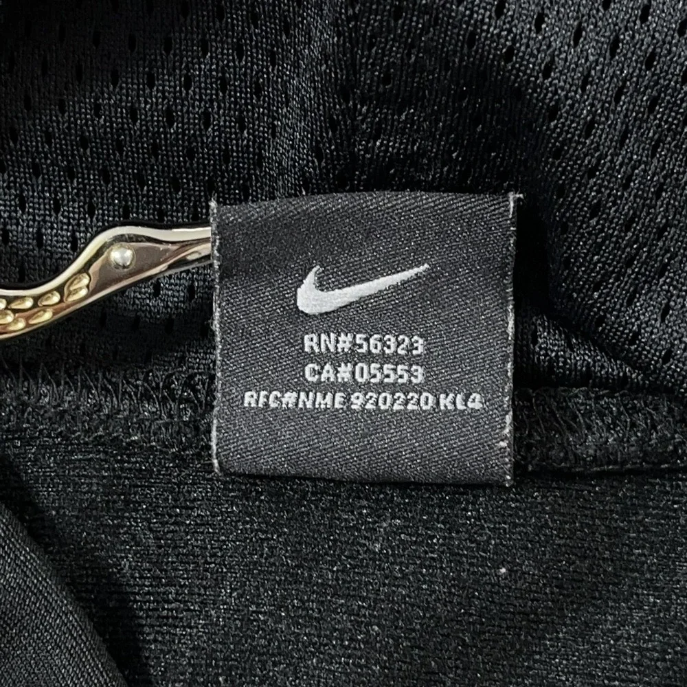 Y2K Nike Hoodie Men Medium Black Pullover Polyester Knit Kangaroo Pocket Vintage